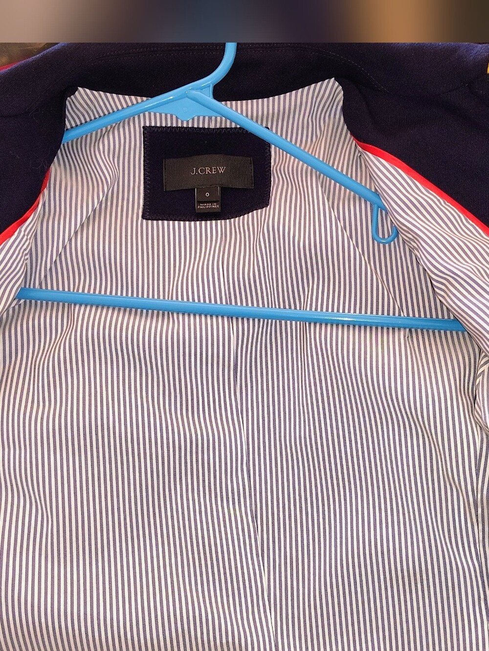 J.Crew Navy Jacket with Gold Piping & Buttons with Ruffles Down the Front Size 0 - Picture 11 of 15